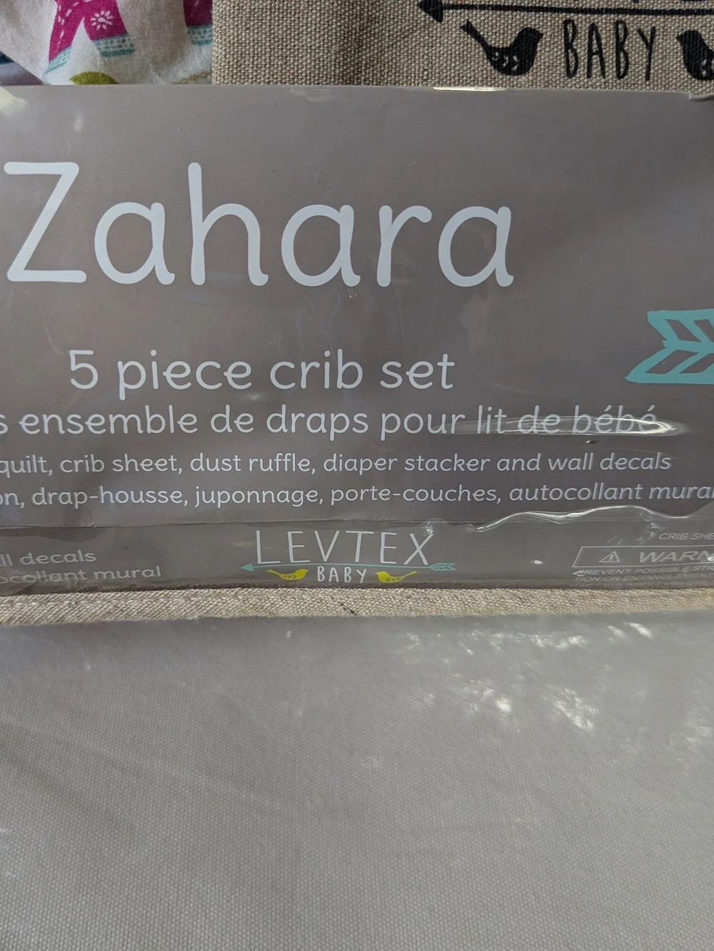 Levtex Taupe Crib Set with Teal Accent